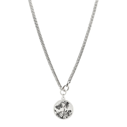 Gucci Sterling Silver Flora Round Pendant Necklace 1 of 4