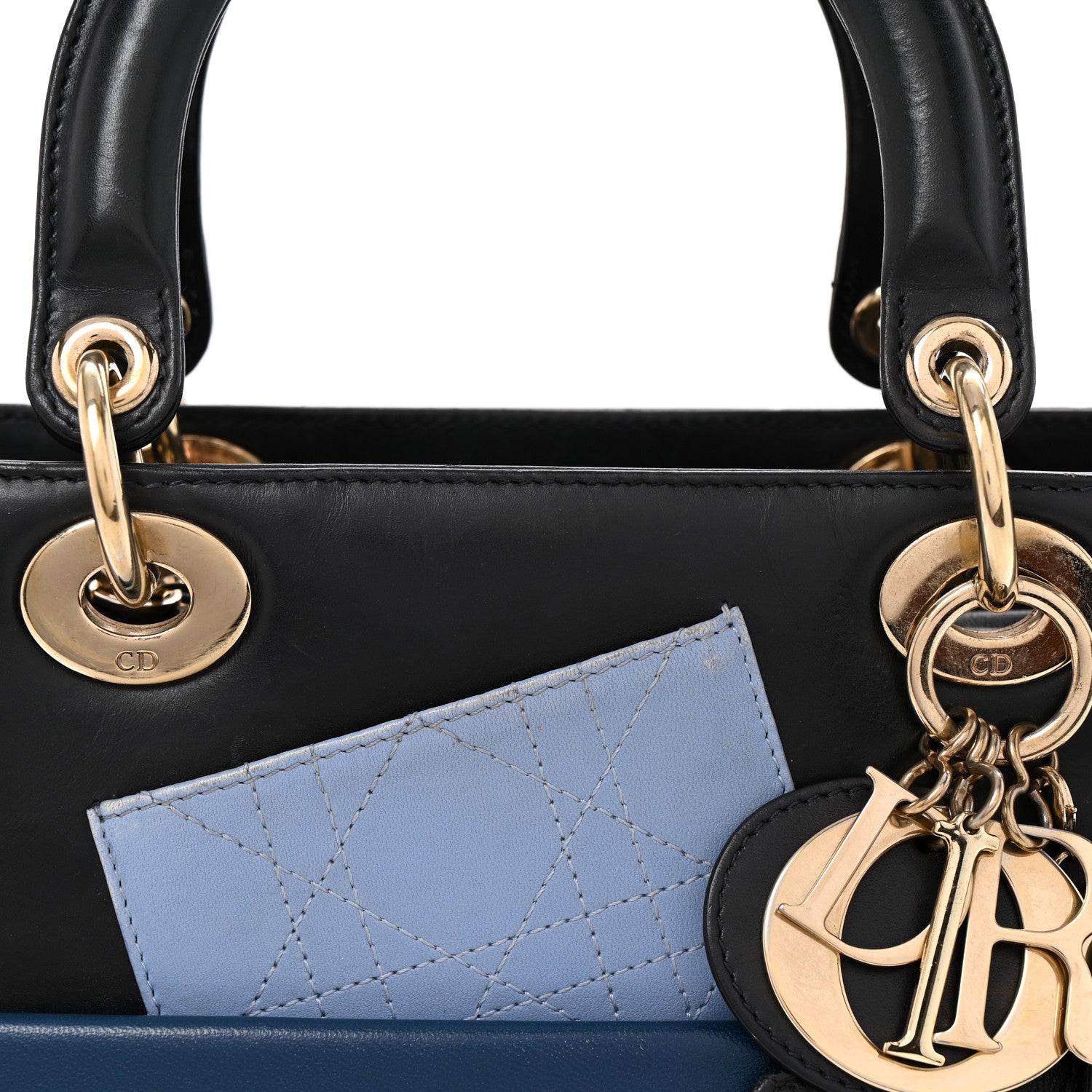 Christian Dior Calfskin Pockets Medium Lady Dior Blue 7 of 12