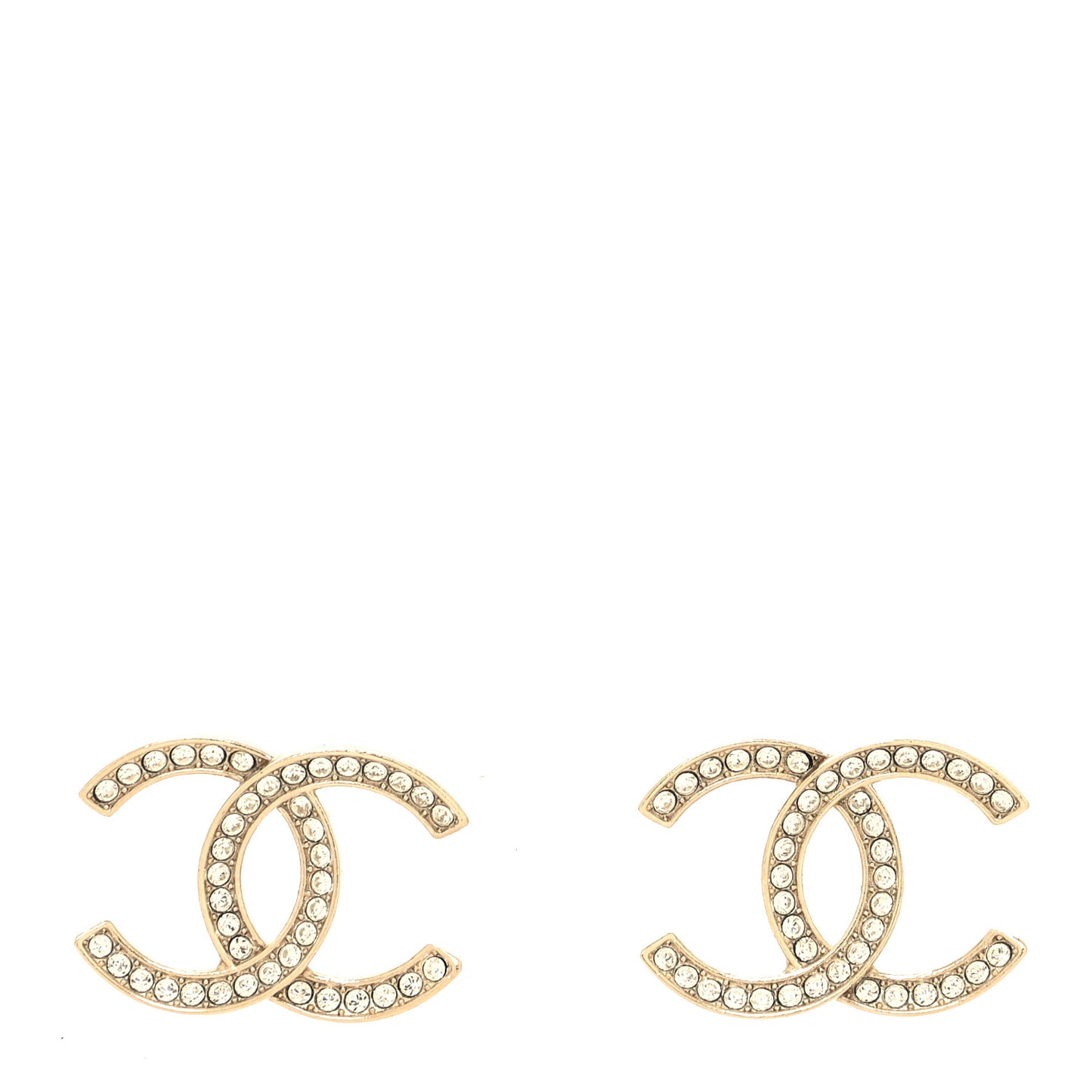 Crystal Large CC Earrings Gold