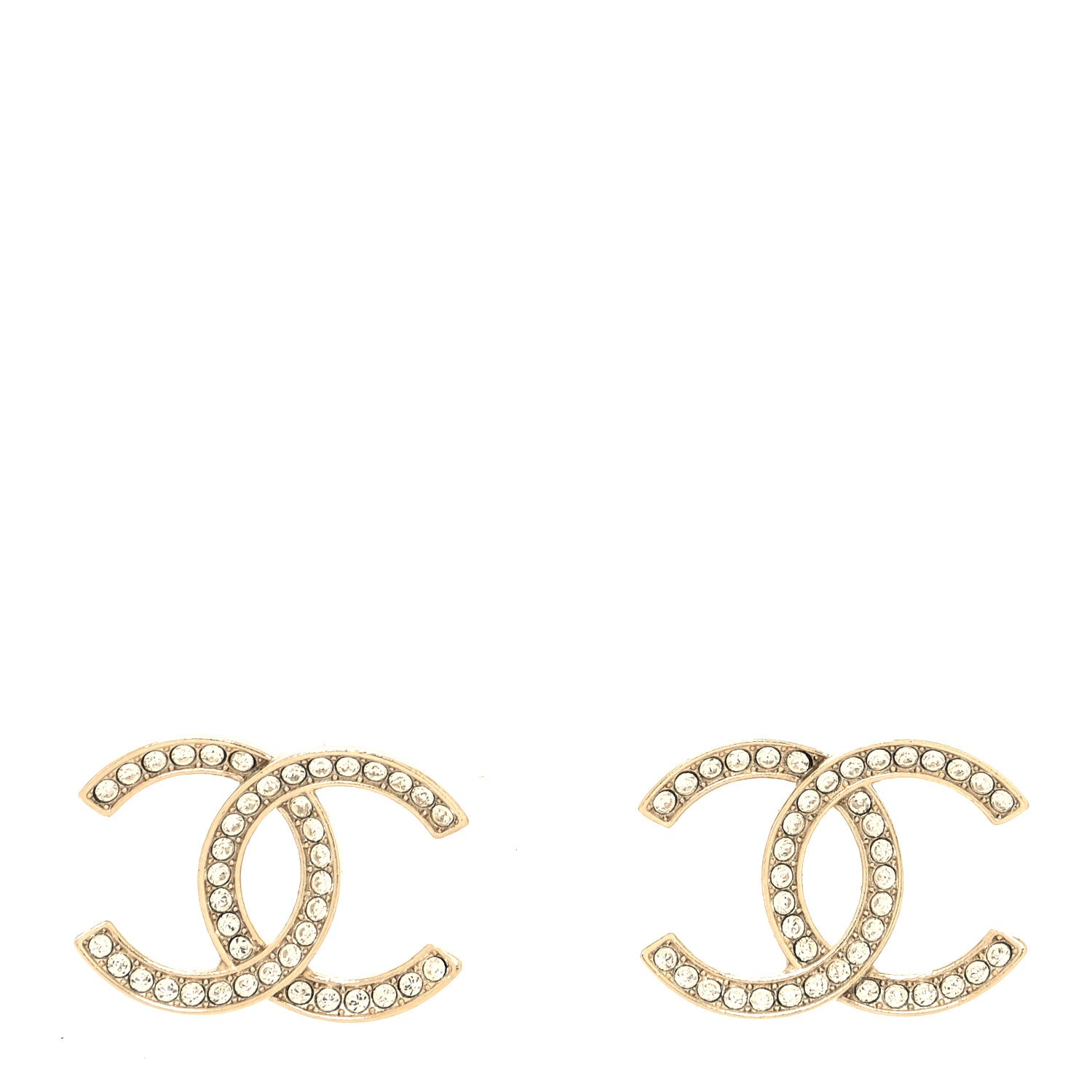 Chanel Crystal Large CC Earrings Gold 1 of 4