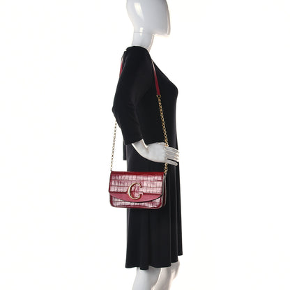 Chloe Calfskin Crocodile Embossed C Clutch With Chain Red 2 of 12