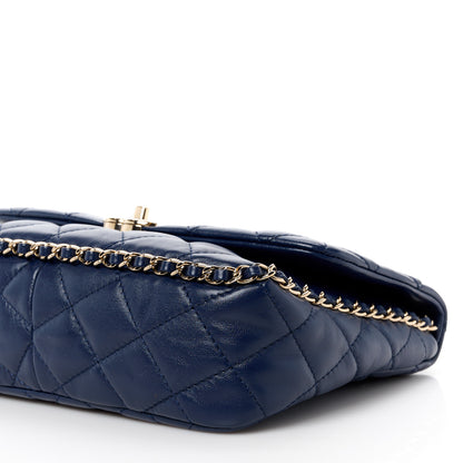 Chanel Lambskin Enamel Quilted Chain Frame Flap Navy 11 of 11
