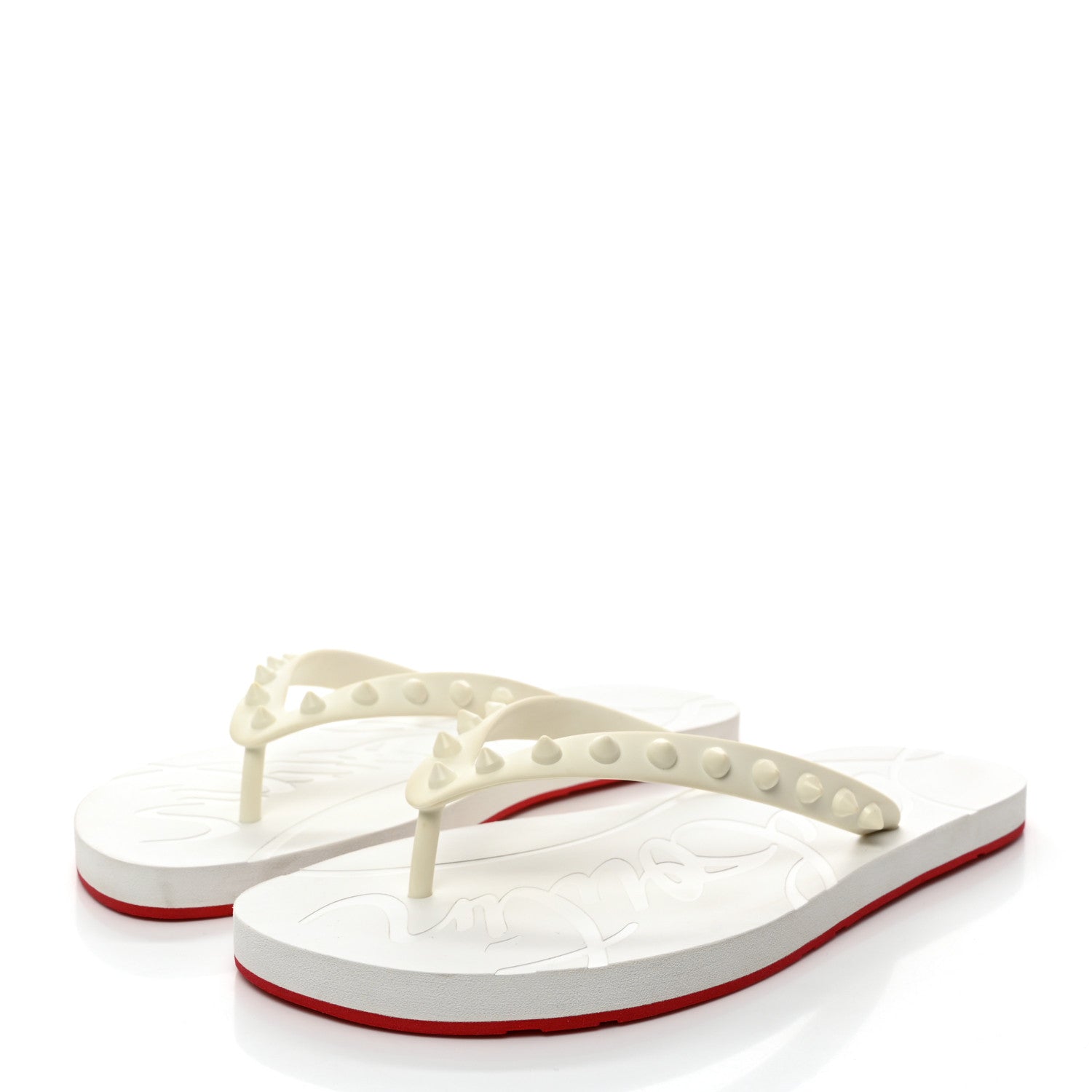 Christian Louboutin Rubber Spike Loubi Donna Flip Flop 38 White 3 of 7