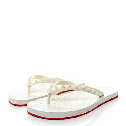 Christian Louboutin Rubber Spike Loubi Donna Flip Flop 38 White 3 of 7