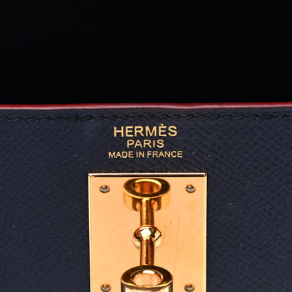 Hermes Epsom Contour Kelly Sellier 32 Bleu Indigo Rouge H 5 of 15