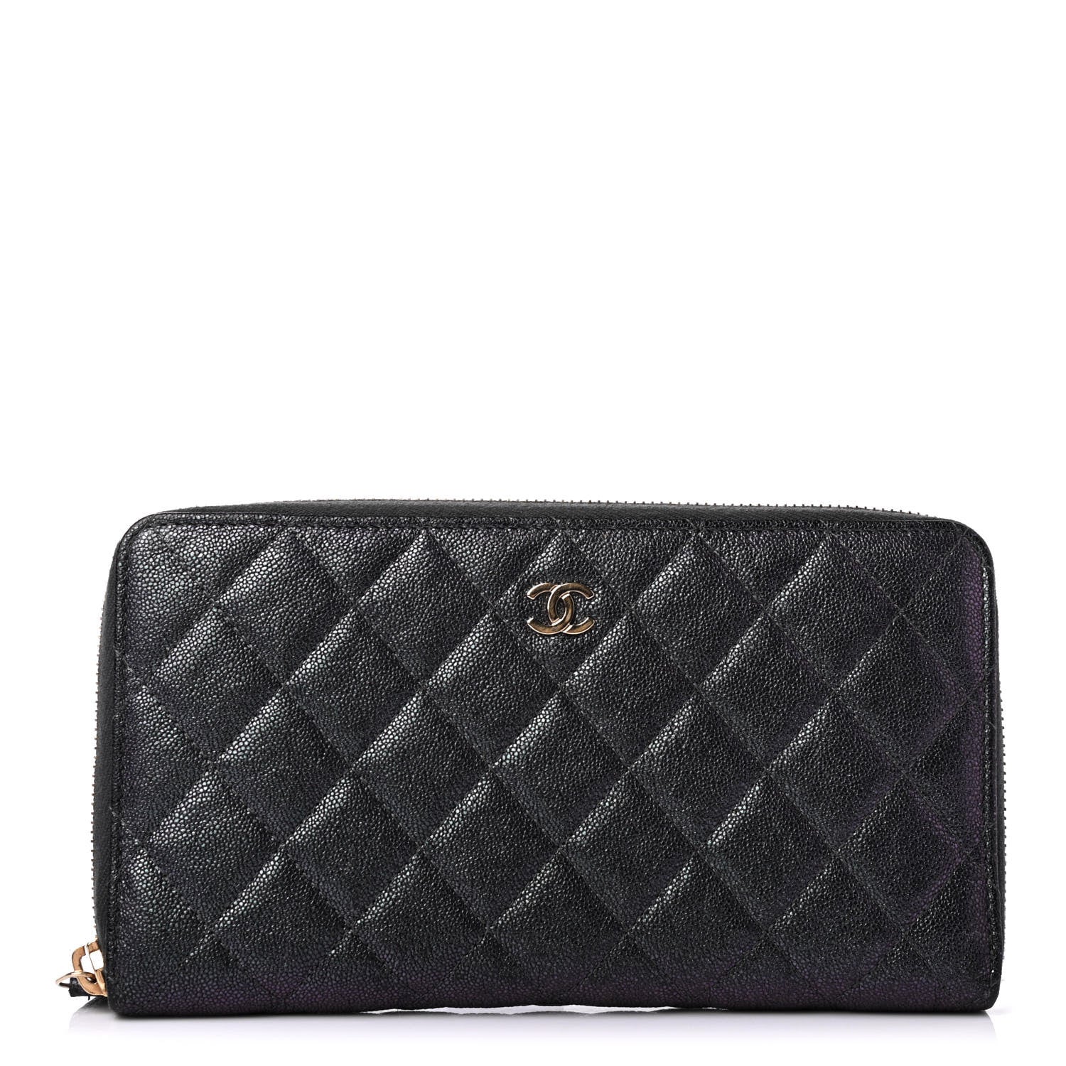 Chanel Iridescent Caviar Quilted Large Zip Around Organizer Wallet Black 1 of 4