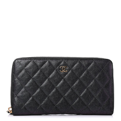 Chanel Iridescent Caviar Quilted Large Zip Around Organizer Wallet Black 1 of 4