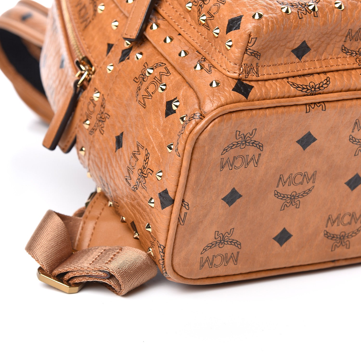MCM Visetos Outline Stud Mini Stark Backpack Cognac 7 of 9