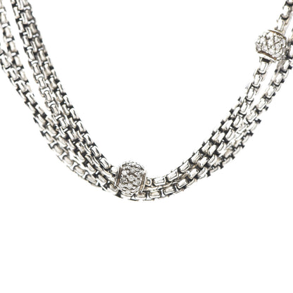 David Yurman Sterling Silver 18K Yellow Gold Diamond Four-Row Ball Necklace 4 of 7