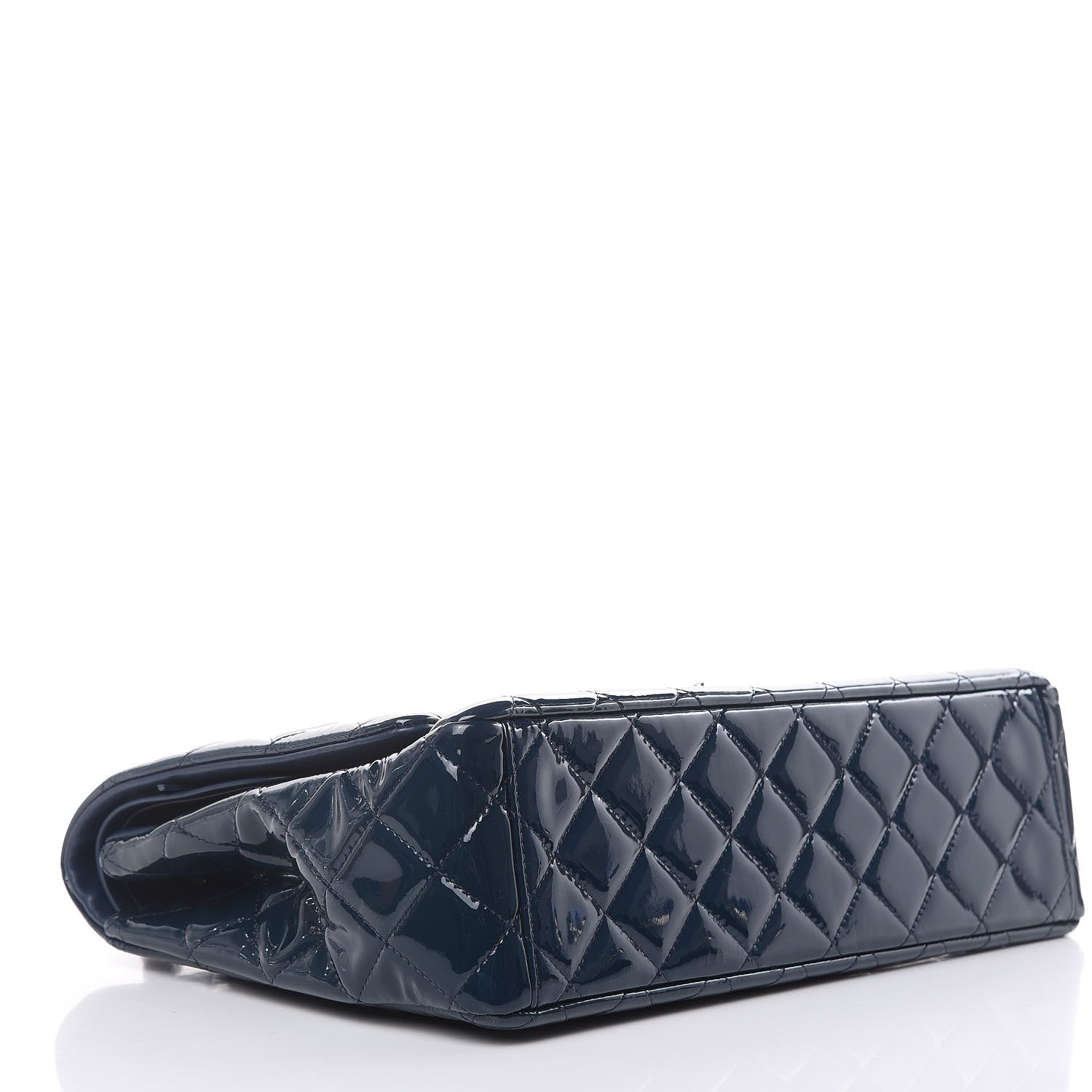 Chanel Patent Quilted Maxi Double Flap Navy Blue 4 of 14