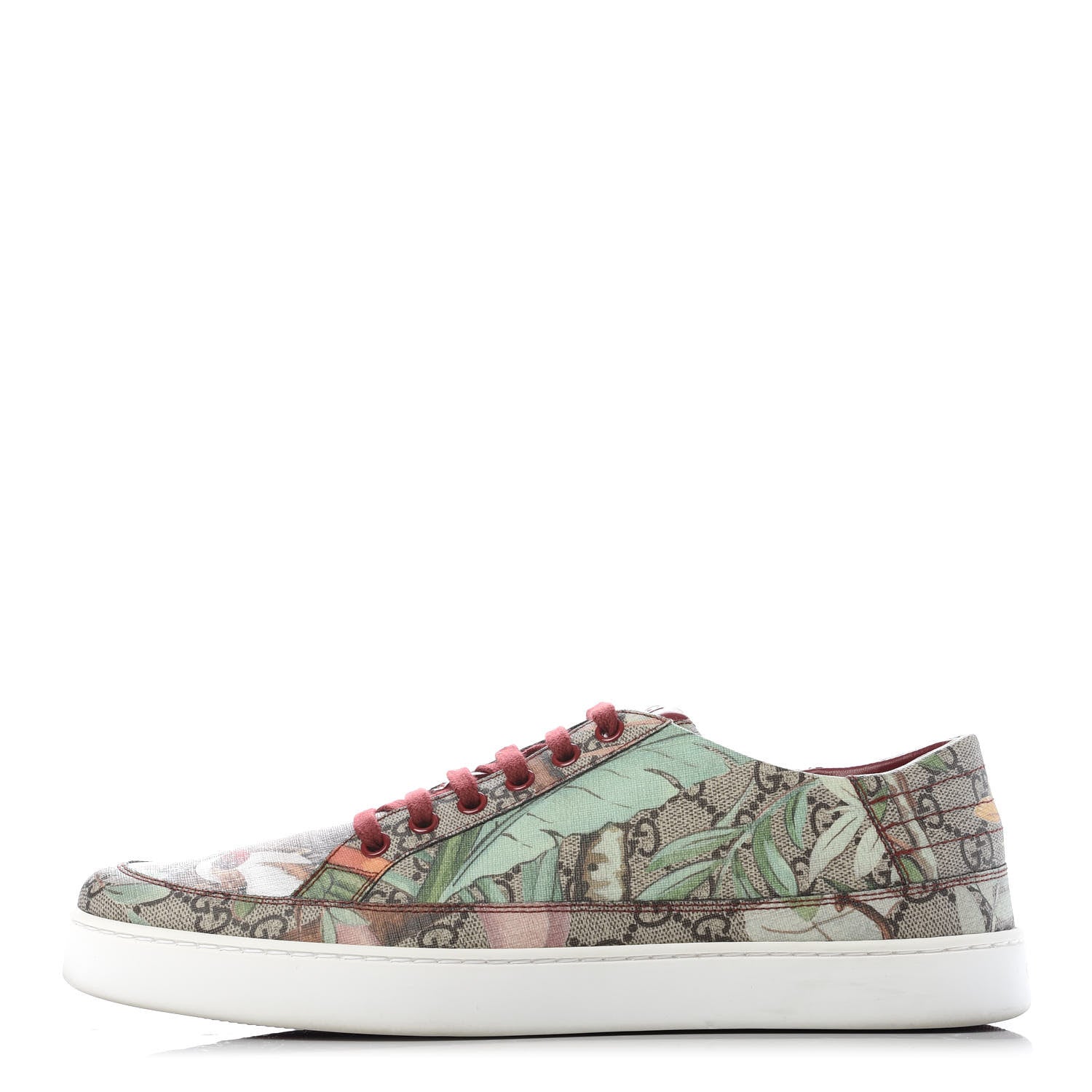 Gucci GG Supreme Monogram Tian Mens Low Top Sneakers 9 Beige Multicolor Red 1 of 10