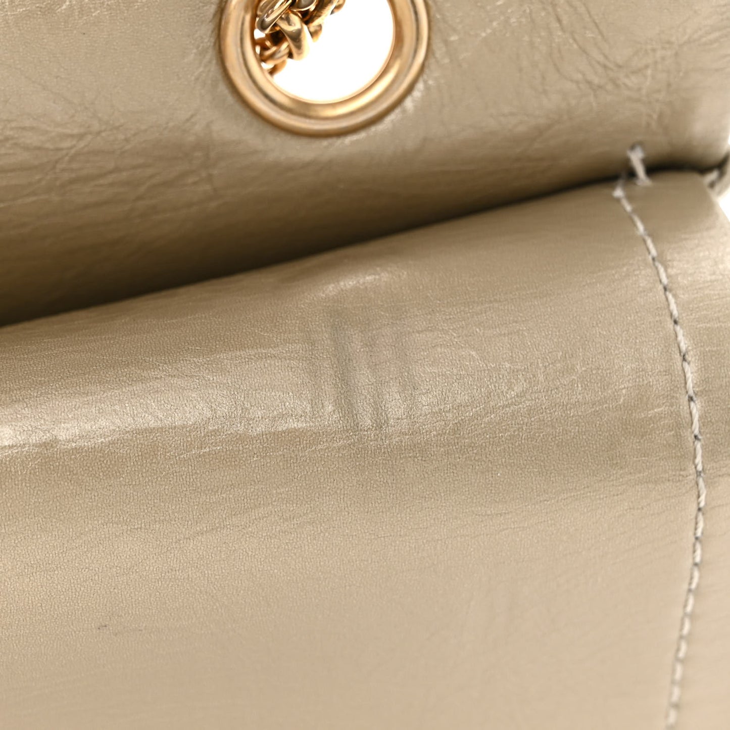 Metallic Aged Calfskin Quilted 2.55 Reissue 227 Flap Pale Gold