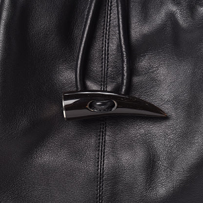 Burberry Smooth Calfskin Haymarket Check Horn Shoulder Bag Black 9 of 9