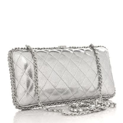 Chanel Metallic Lambskin Small Chain Around Clutch Silver 3 of 12