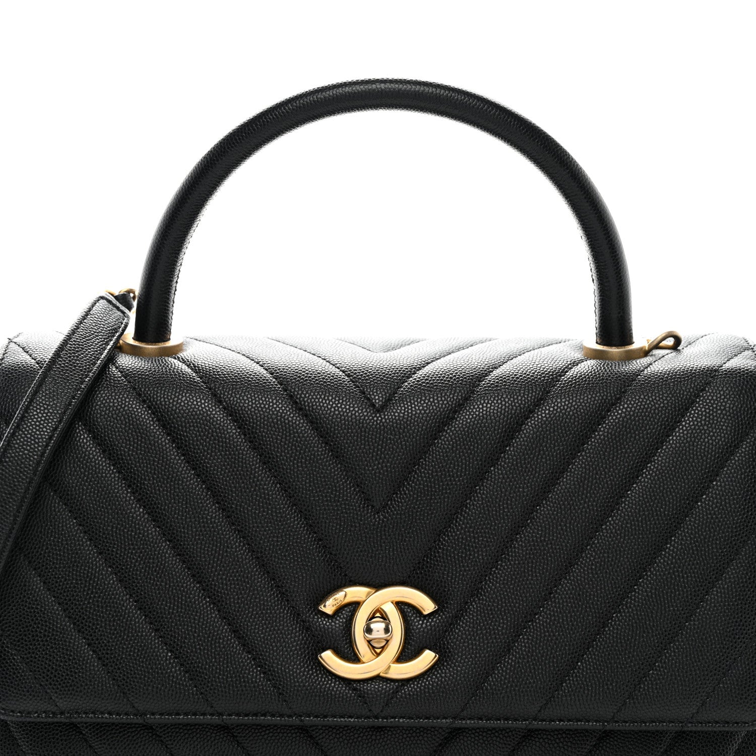 Chanel Caviar Chevron Quilted Small Coco Handle Flap Black 8 of 10