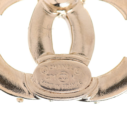 Chanel Crystal Studded CC Earrings Gold 4 of 5