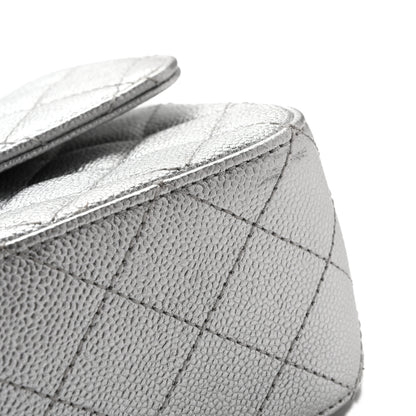 Chanel Metallic Caviar Quilted Medium CC Slide Flap Silver 22 of 27