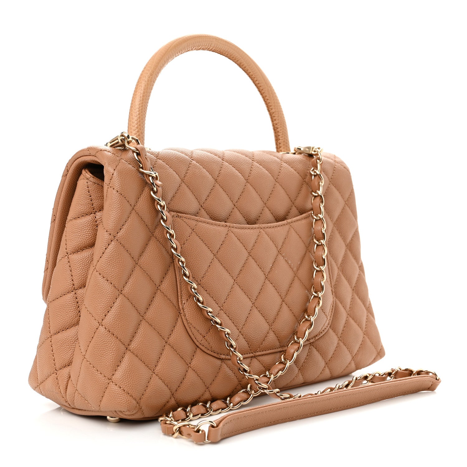 Chanel Caviar Lizard Embossed Quilted Small Coco Handle Flap Brown 3 of 11
