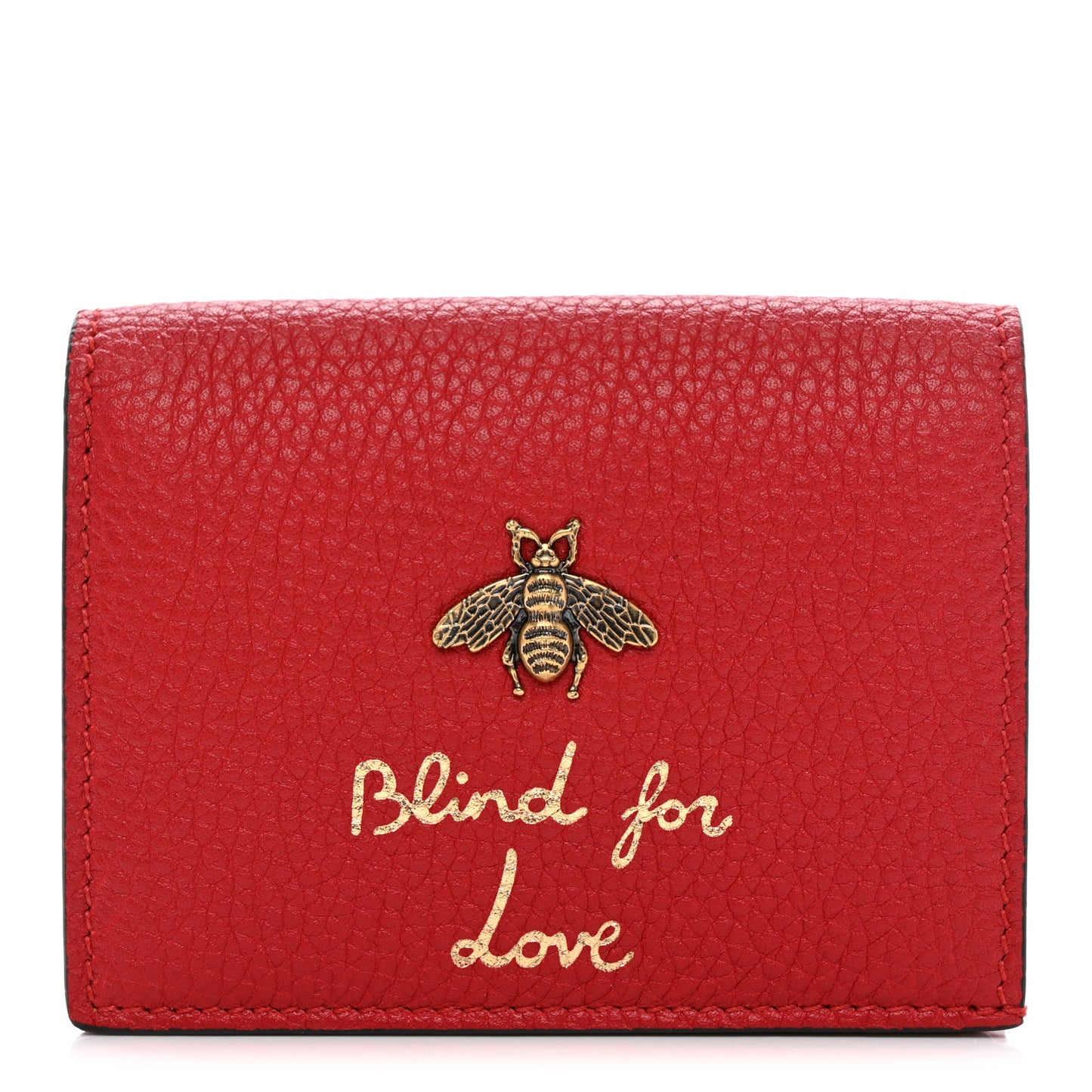 Pebbled Calfskin Animalier Card Case Red