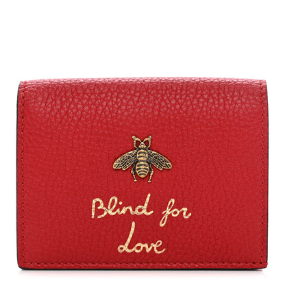 Gucci Pebbled Calfskin Animalier Card Case Red 1 of 8