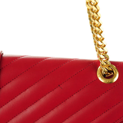 Saint Laurent Lambskin Matelasse Chevron Large Monogram Satchel Red 8 of 12
