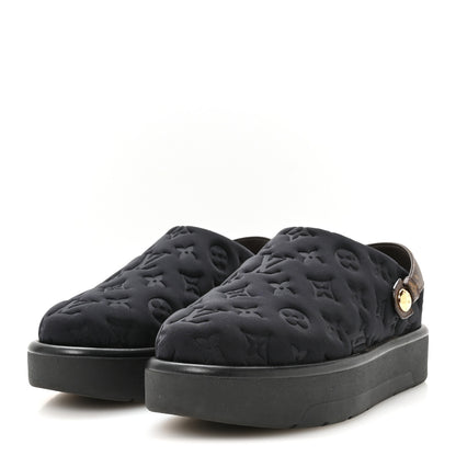 Louis Vuitton Nylon Embossed Monogram Aspen Platform Clog Mules 39.5 Black 4 of 9