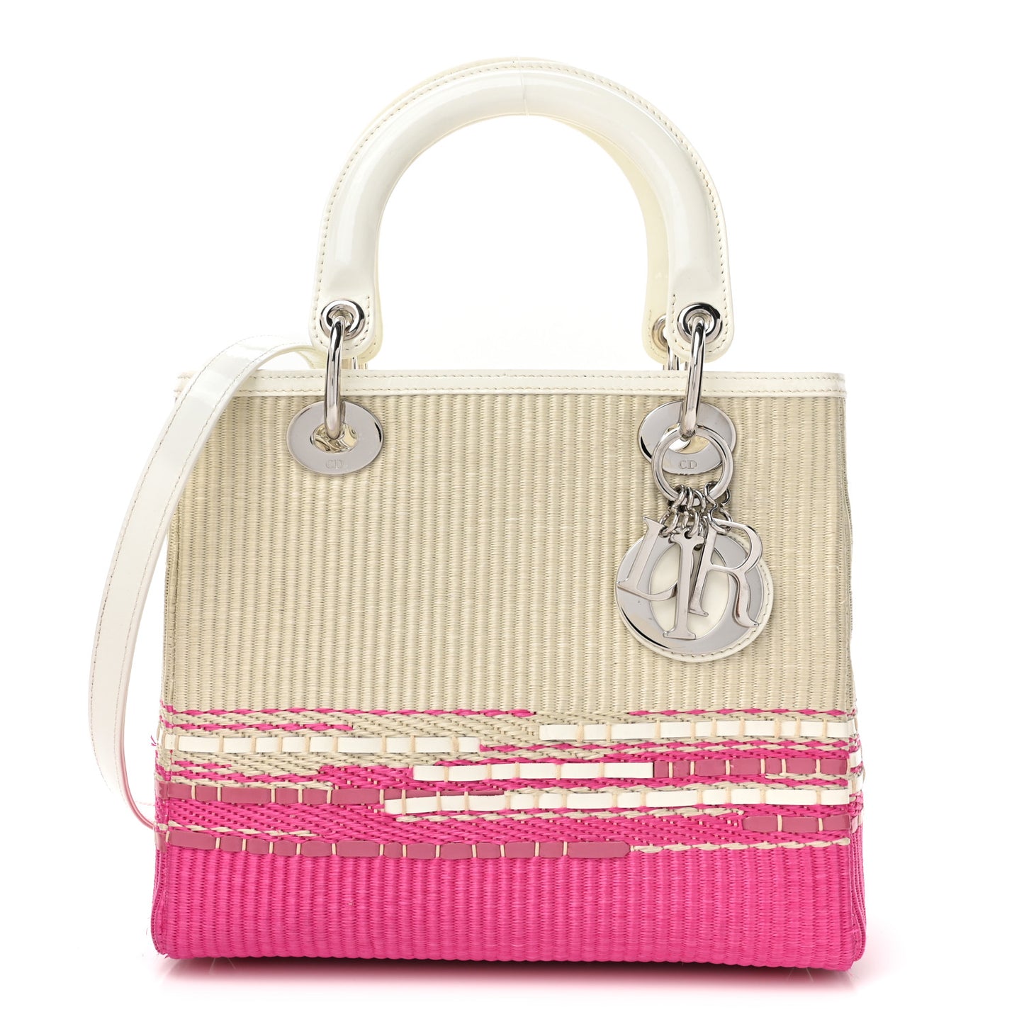 Raffia Medium Lady Dior Pink
