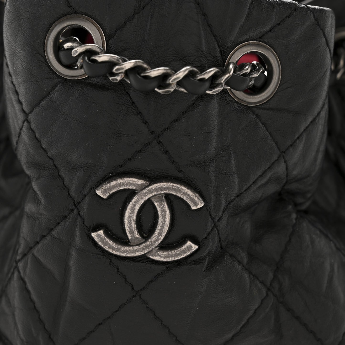 Aged Calfskin Quilted Gabrielle Backpack Black