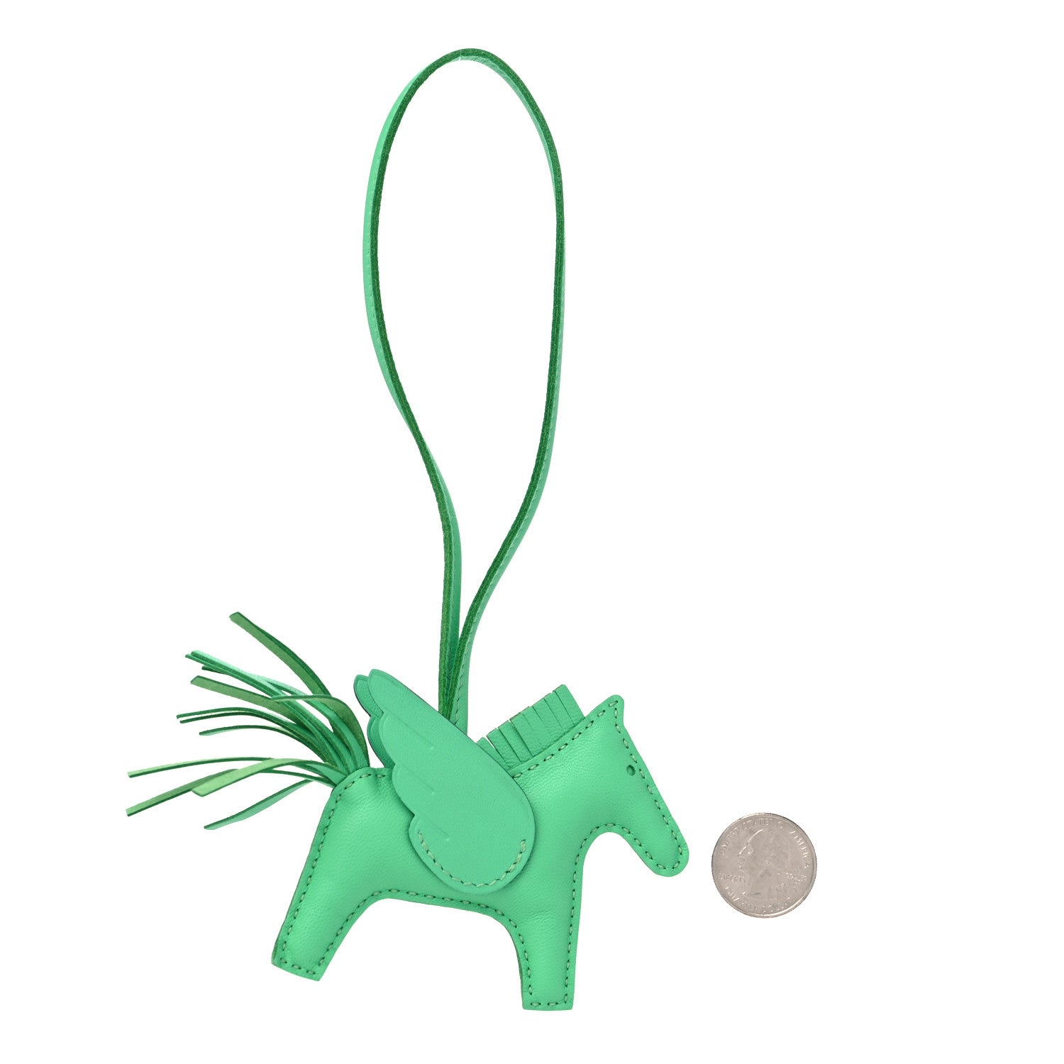 Hermes Milo Lambskin Grigri Rodeo Pegase Horse Bag Charm PM Vert Comics 2 of 5