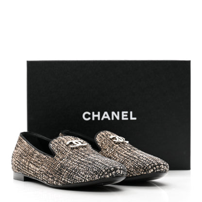 Chanel Fantasy Fabric Grosgrain CC Mocassin Loafers 41 Pink Black 9 of 9