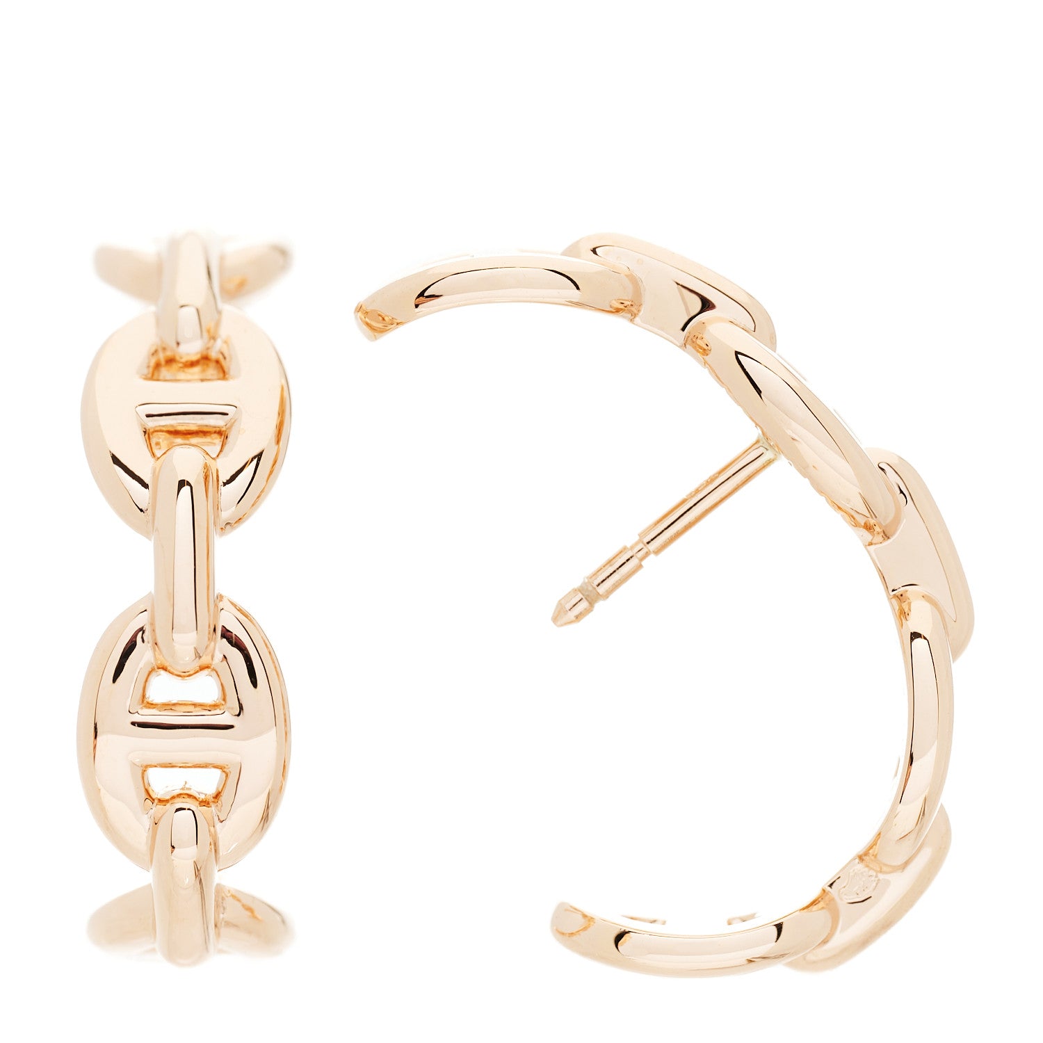 Hermes 18K Rose Gold Chaine d'Ancre Enchainee Earrings 1 of 5