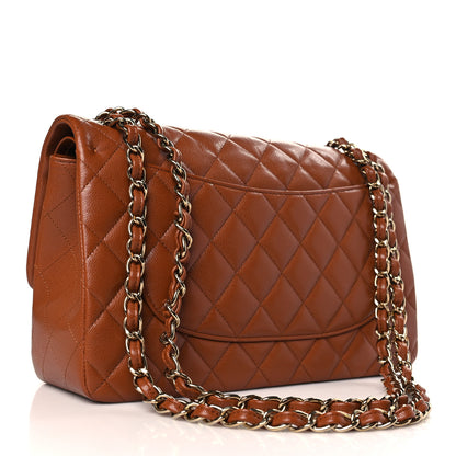 Chanel Caviar Quilted Jumbo Double Flap Light Brown 3 of 9
