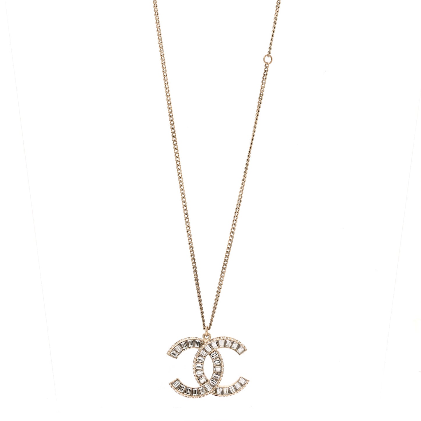 Baguette Crystal CC Necklace Gold
