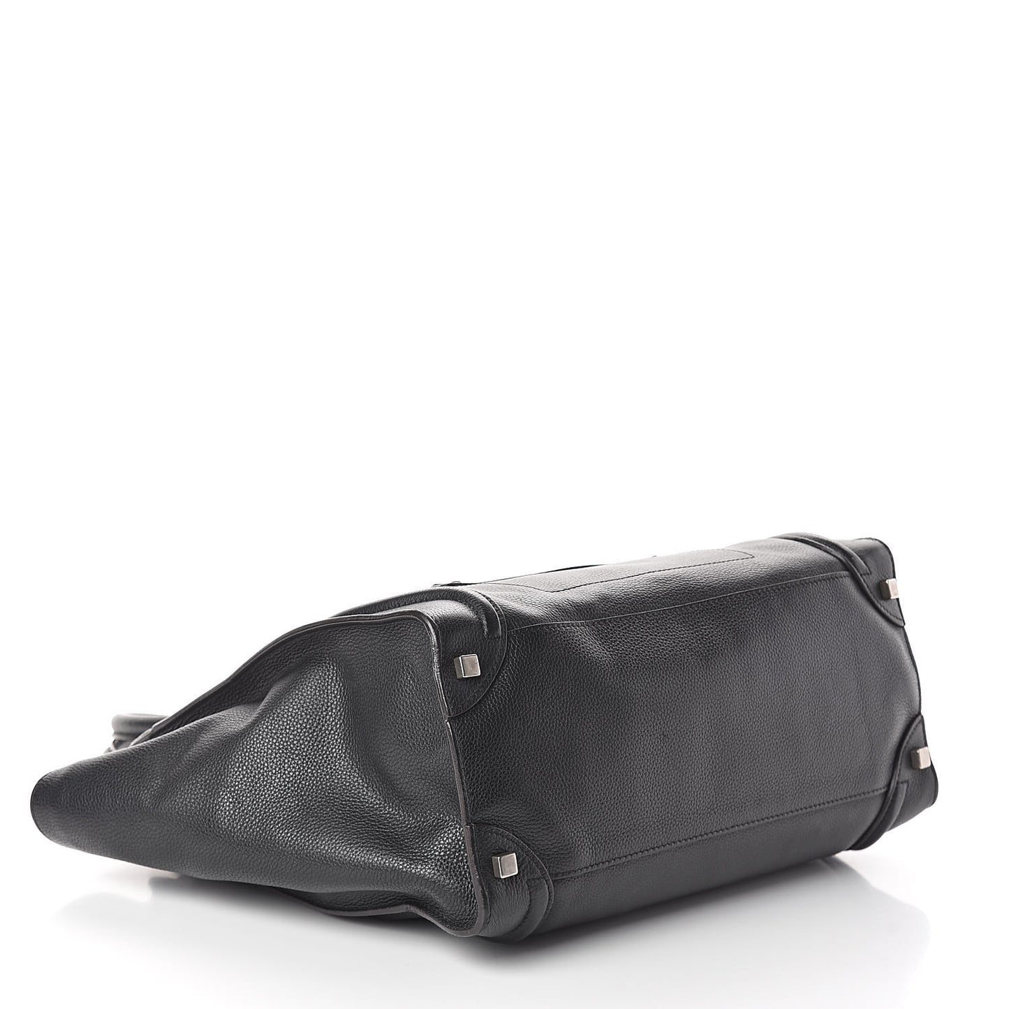 Drummed Calfskin Shoulder Luggage Black