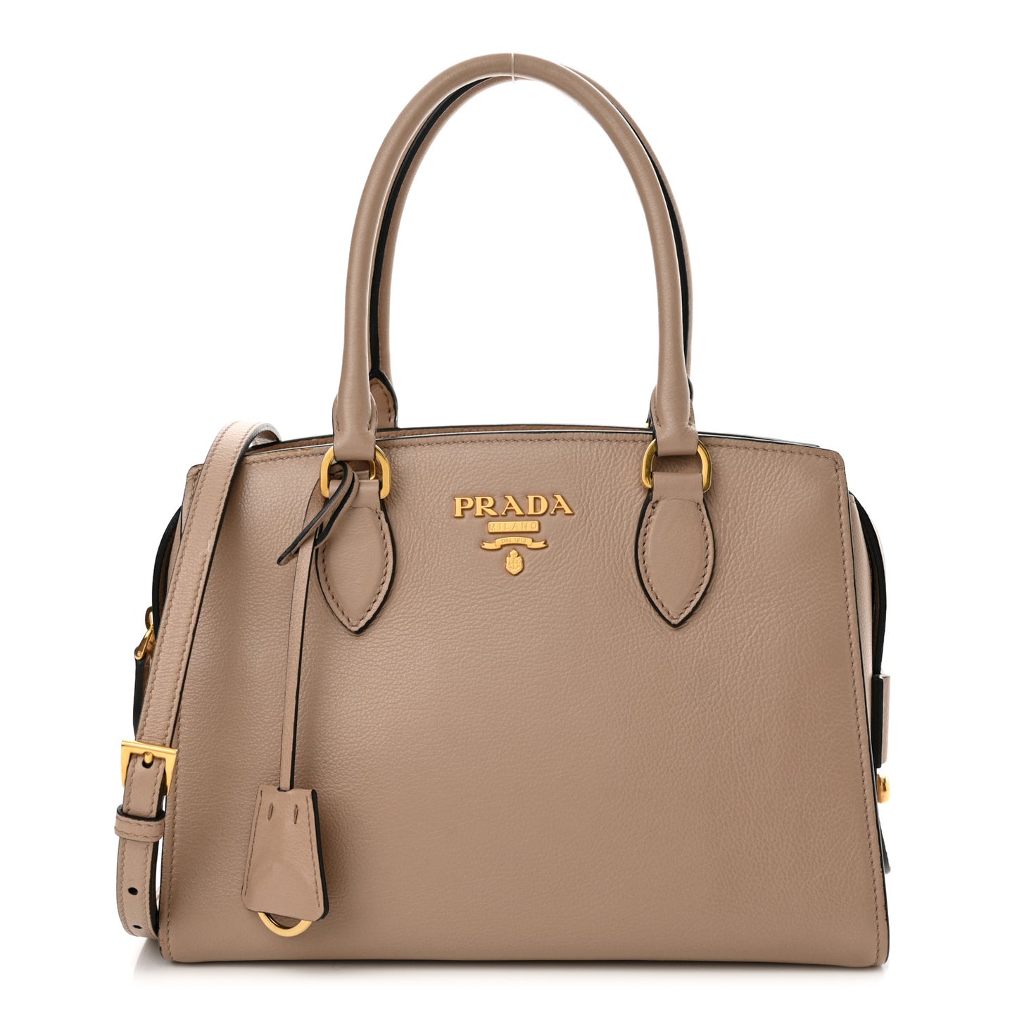 Saffiano Soft Calfskin Double Handle Satchel Cammeo