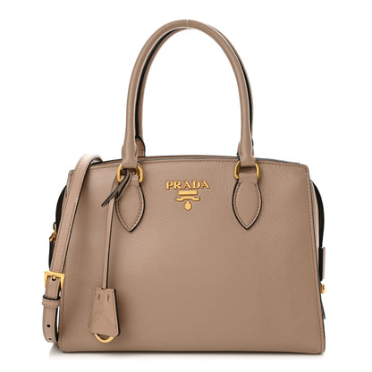 Prada Saffiano Soft Calfskin Double Handle Satchel Cammeo 1 of 12