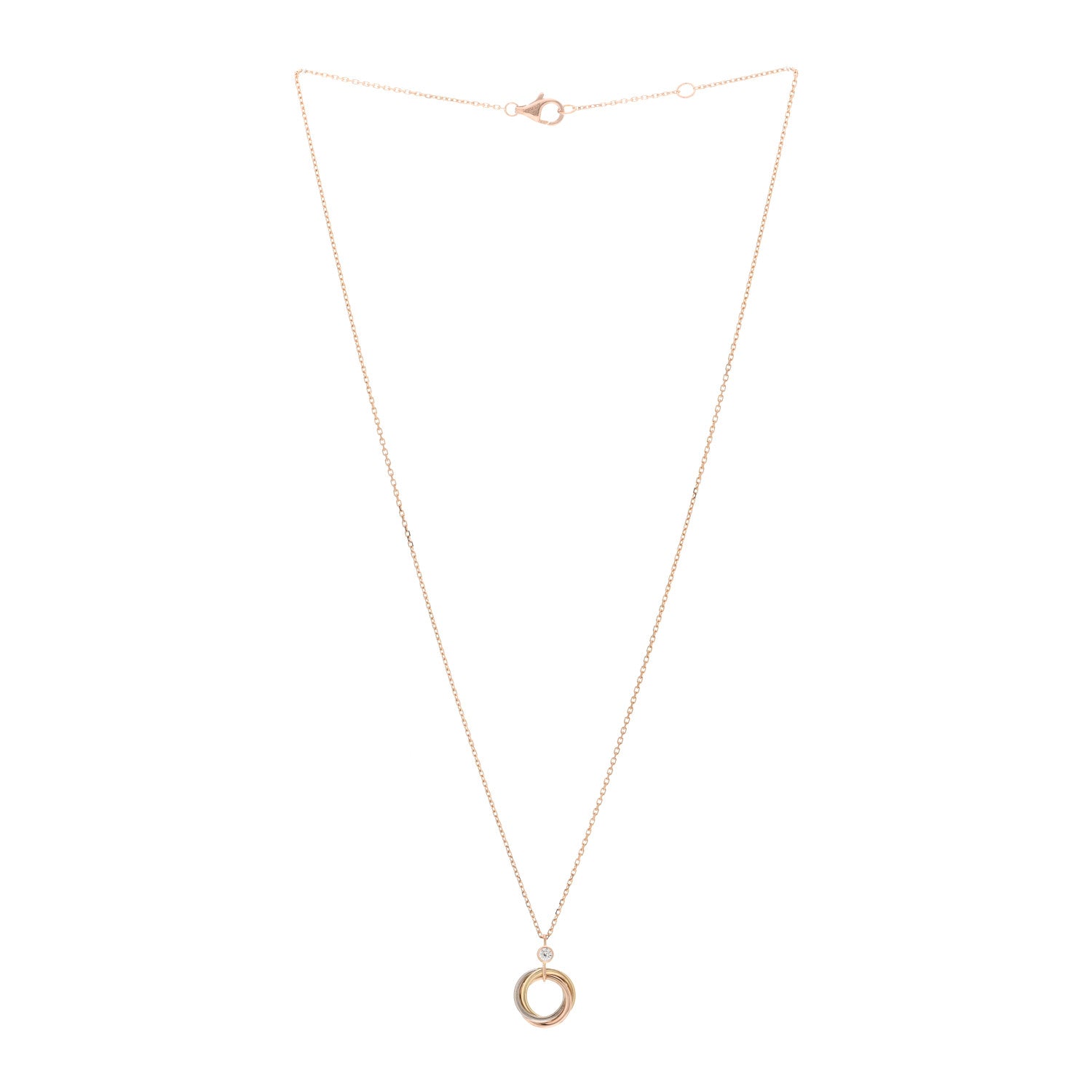 Cartier 18K Pink Yellow White Gold Diamond Trinity Pendant Necklace 3 of 5