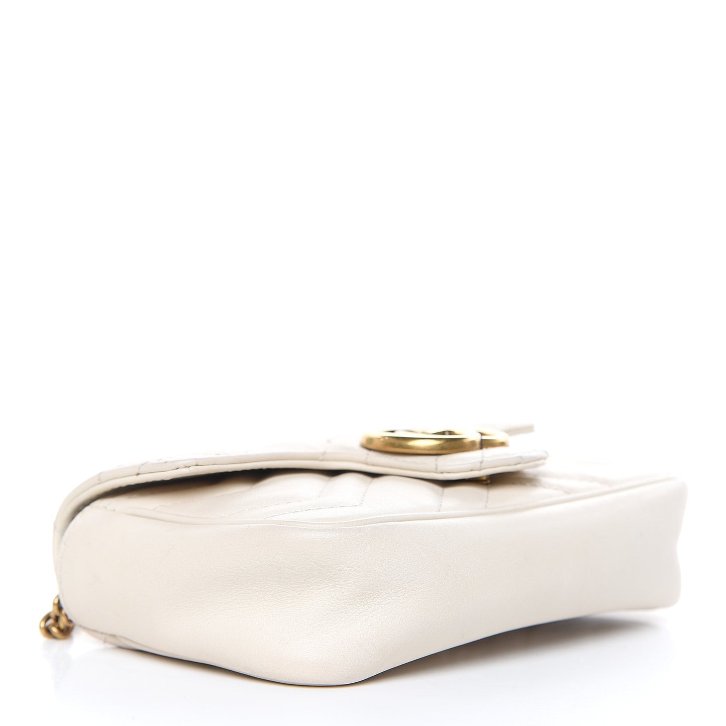 Calfskin Matelasse Super Mini GG Marmont Shoulder Bag White