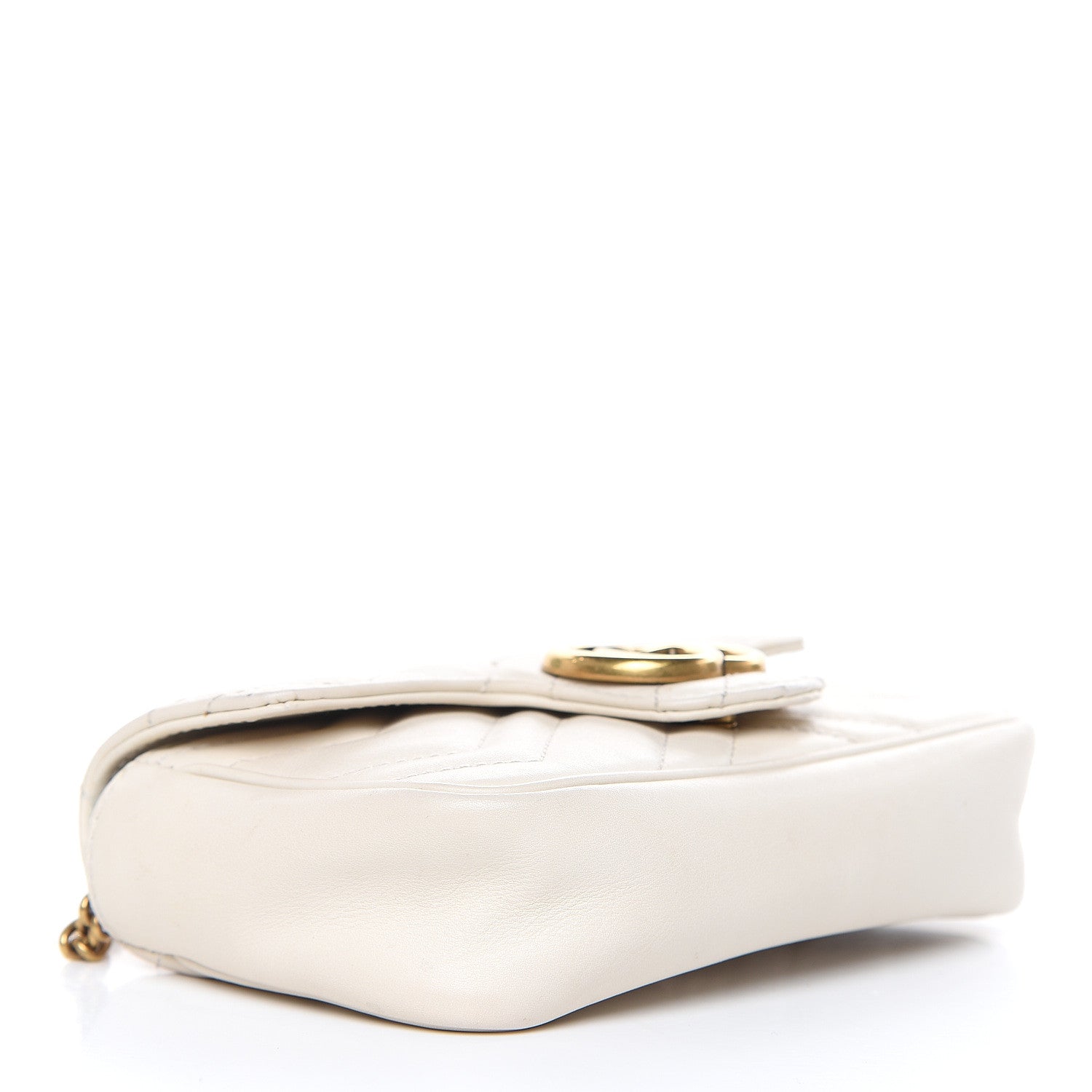 Gucci Calfskin Matelasse Super Mini GG Marmont Shoulder Bag White 4 of 13