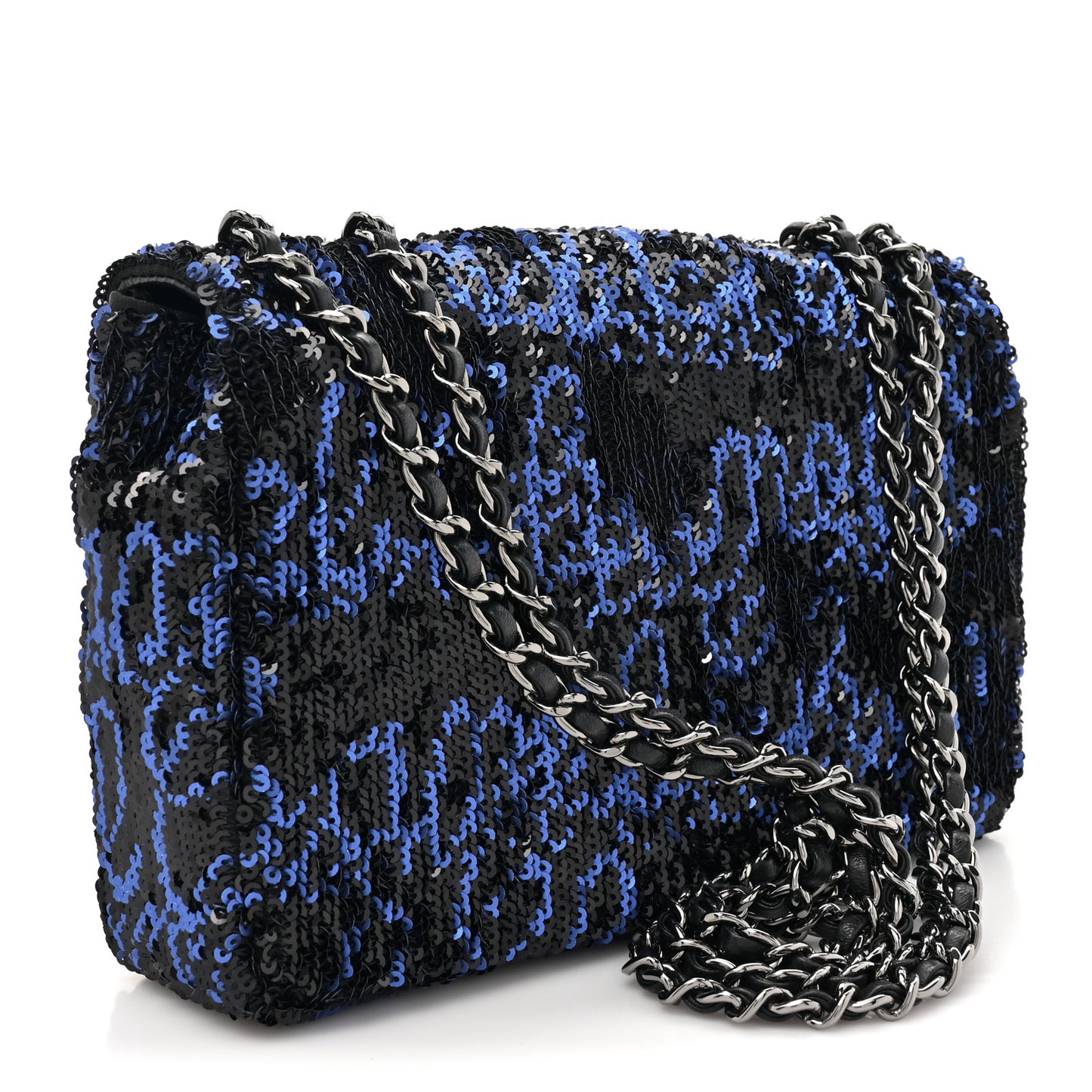 Sequin Logo Mini Rectangular Flap Black Blue
