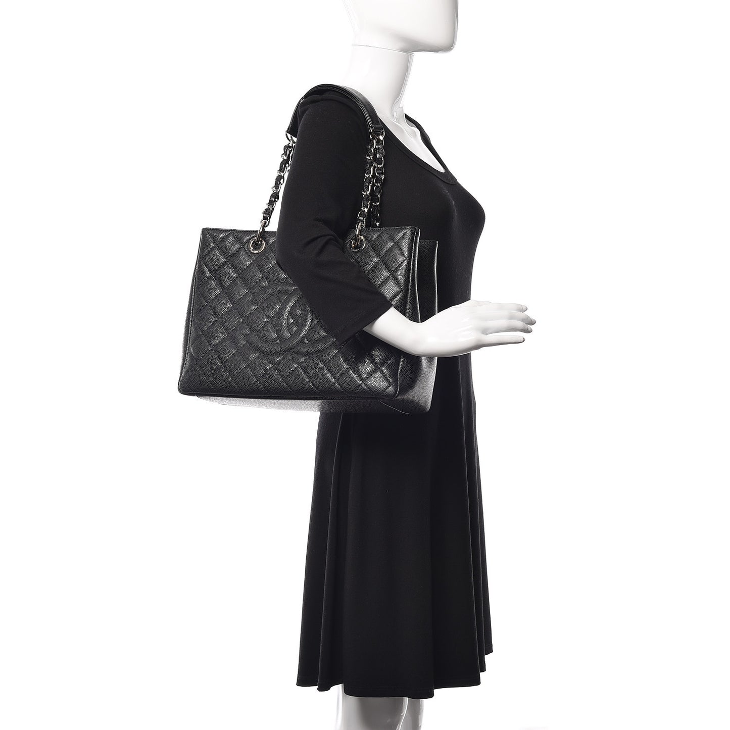 Caviar Quilted Grand Shopping Tote GST Black