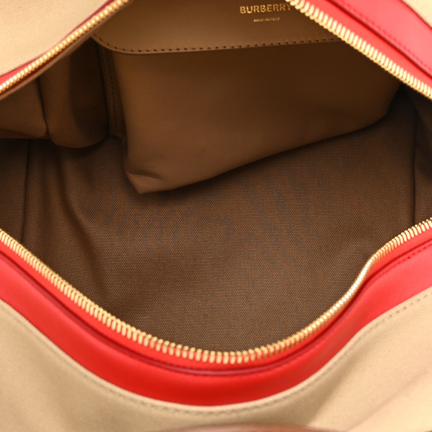 Calfskin Canvas Medium Cube Bowling Bag Malt Brown