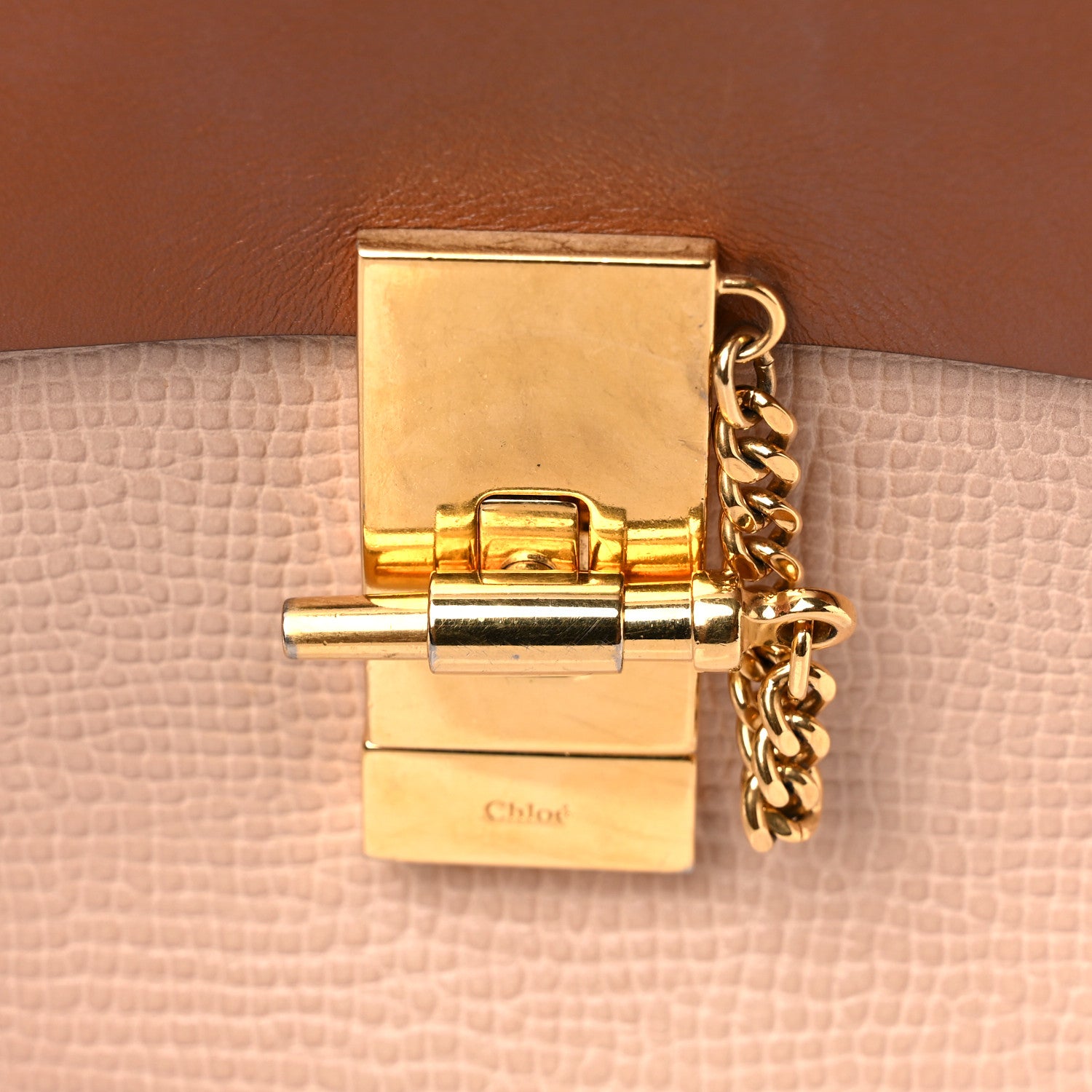 Chloe Grained Calfskin Lambskin Mini Bi-Color Drew Shoulder Bag Powder Beige Caramel 14 of 15