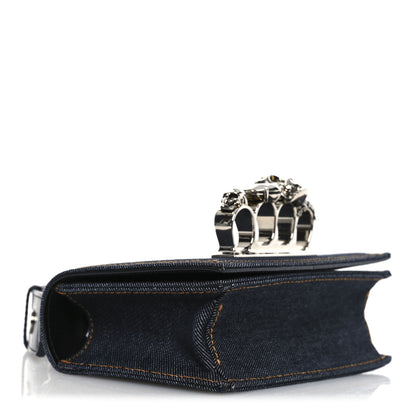 Alexander McQueen Denim Studded Jeweled Mini The Biker Knuckle Satchel Blue 4 of 10