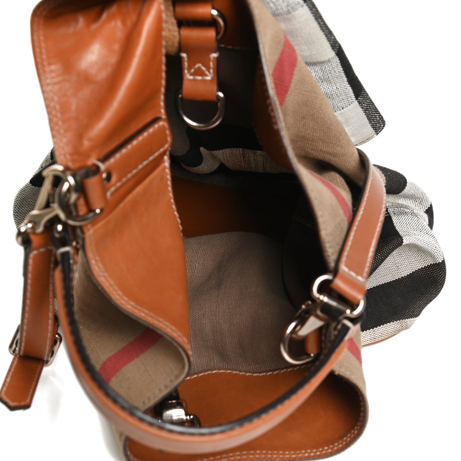 Burberry Canvas Mega Check Medium Ashby Hobo Saddle Brown 5 of 11