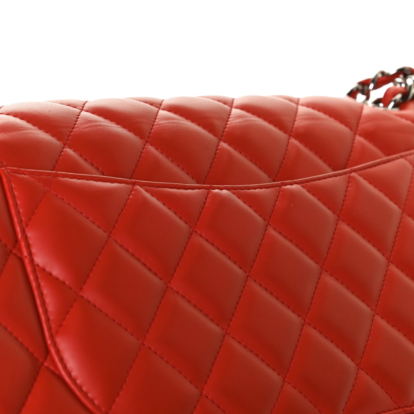 Lambskin Quilted Jumbo Double Flap Red