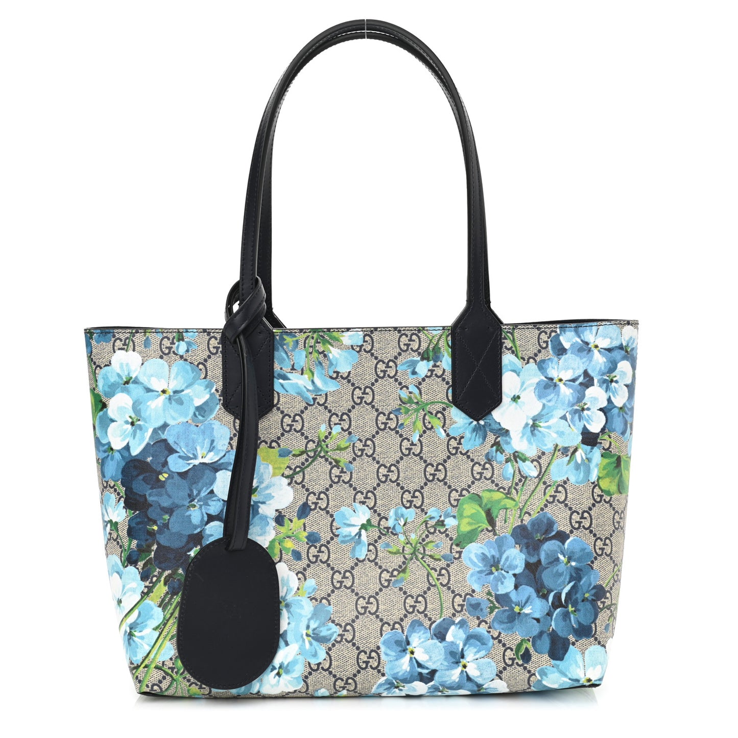 GG Supreme Monogram Blooms Small Reversible Tote Beige Blue Navy