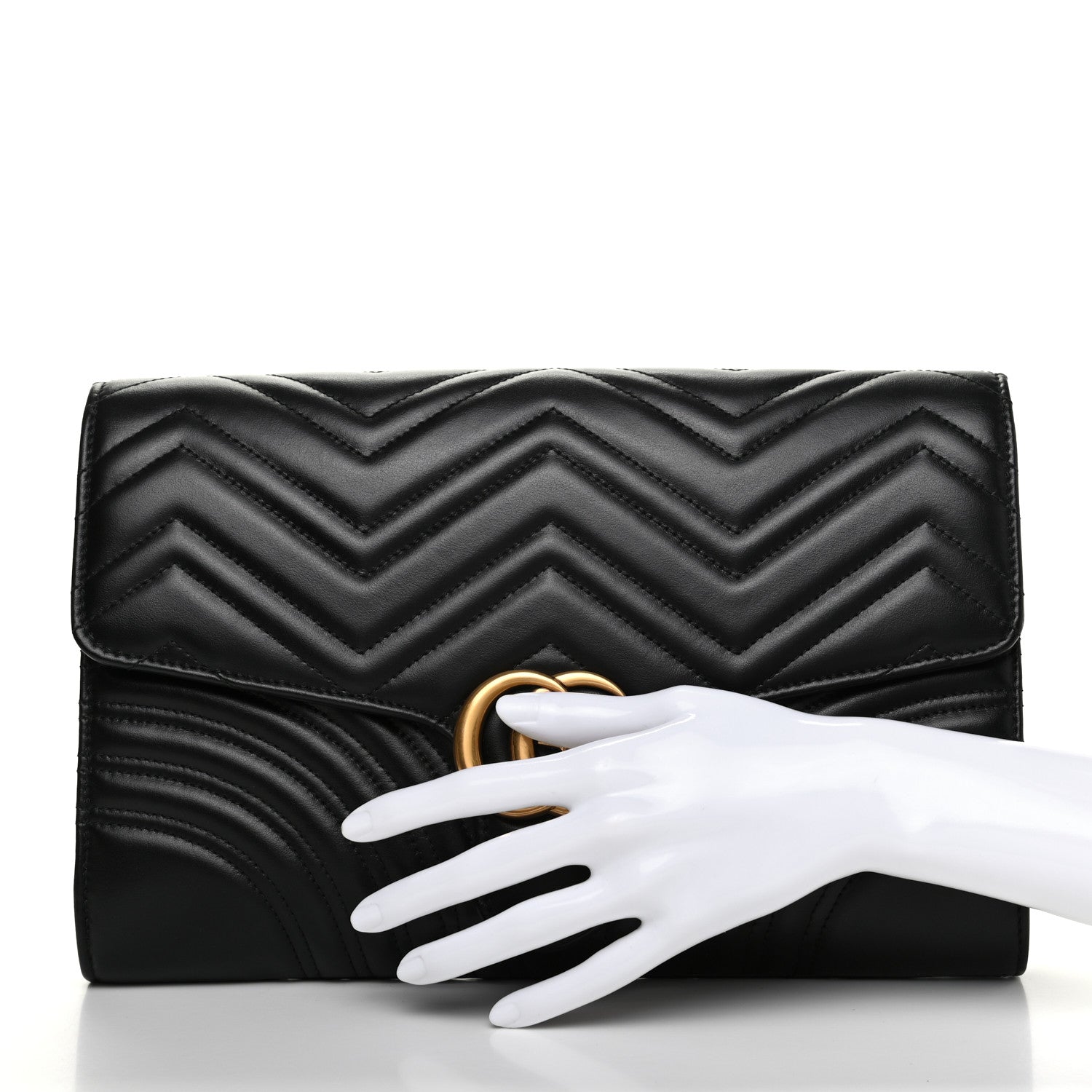 Gucci Calfskin Matelasse GG Marmont Clutch Black 2 of 7