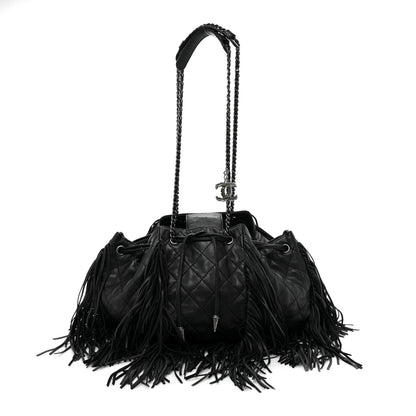 Chanel Lambskin Quilted Western Baluchon Fringe Bag Black 1 of 9