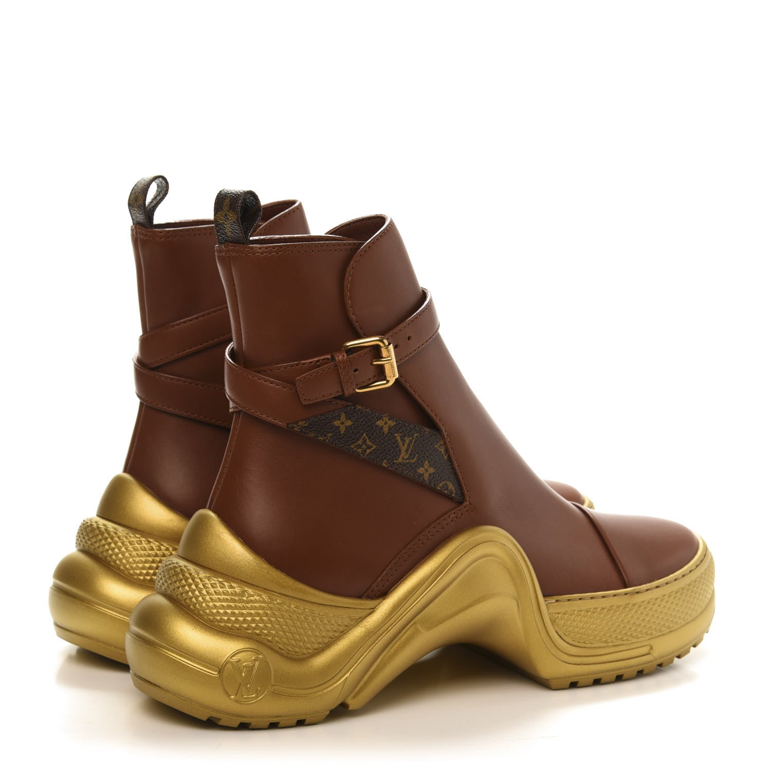 Louis Vuitton Calfskin LV Archlight Ankle Boots 37.5 Cognac Brown 4 of 9